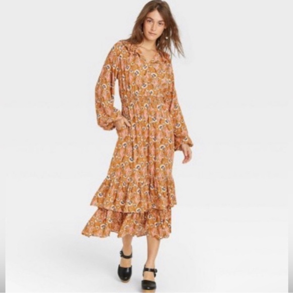 Universal Thread Yellow Boho Patterned Dress - Picture 2 of 4
